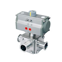 Horizontal pneumatic three way ball valves